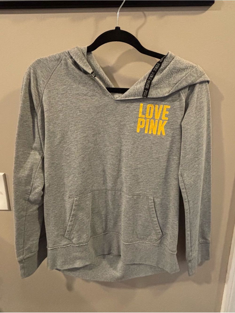 Victoria’s Secret PINK Grey Hoodie with Yellow Logo